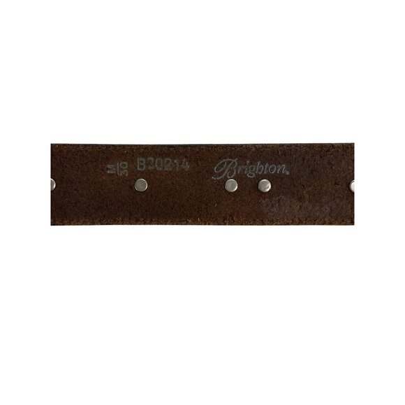 Brighton Brown Leather Belt Faux Turquoise Silver Accents & Buckle Size 30 Mediu main image 4
